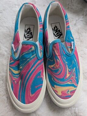 Vans Slip-On - Turquoise, Pink & Yellow Swirl New